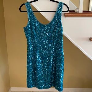 Vintage Teal Sequin Dress